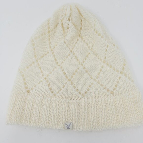 American Eagle Cream Knit Beanie - Picture 1 of 8